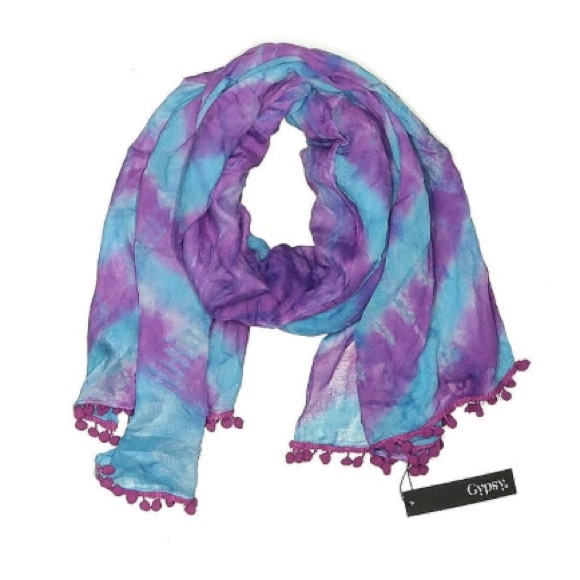 GIPSY 05 Sand Purple/Blue Tie Dyed Sarong Coverup Scarf - Picture 2 of 7
